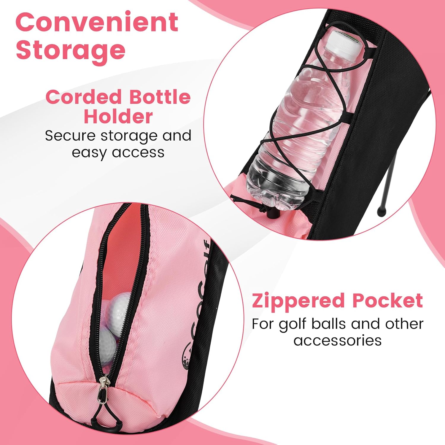 Tangkula Golf Stand Bag, Lightweight Sunday Bag for The Driving Range, Par 3 and Executive Courses, Small Golf Club Carry Bag with Shoulder Strap, Pocket and Bottle Holder for Men Women