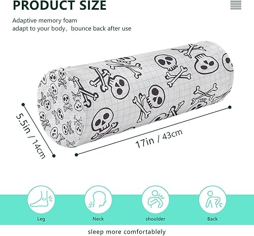 Miniatura 2 de Doodle Skulls Bolster Pillow for Reading Neck Roll Pillow Protector Round Pillow Chair Cushion for Round Pillow Covers with Zipper Round Foam Cushion