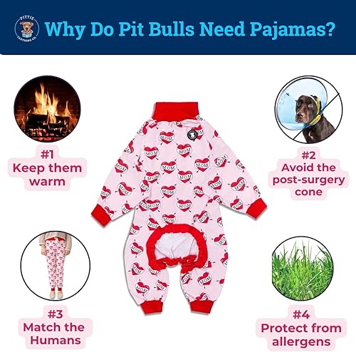 Miniatura 2 de Pittie Clothing - Pijama Pit Bull para perro, mameluco de cobertura completa para Pitbull pijamas para perros, pijamas para perros, ropa de pitbull