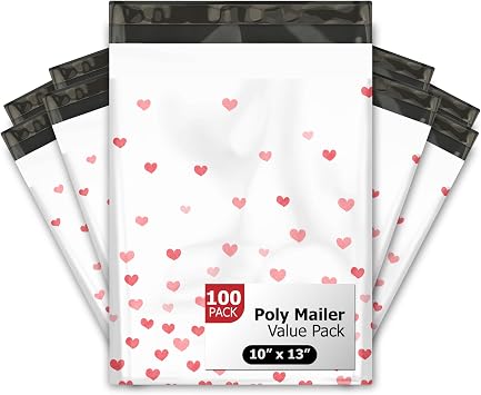 10x13 100 Fading Hearts Valentines Day Designer Poly Mailers Waterproof Self Sealing Tear Resistant Polymailers Shipping Envelopes Premium Printed Bags For Small Businesses