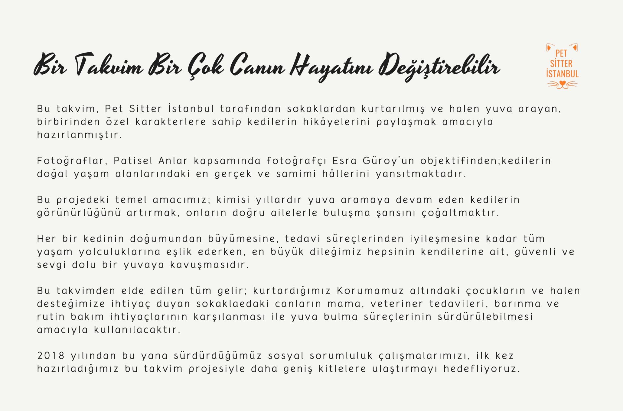 Pet Sitter Istanbul 2026 Takvim, Kurtarılan Kediler ve Farkındalık Günleri, Evcil Hayvan Tatilleri Temalı Masa Takvimi