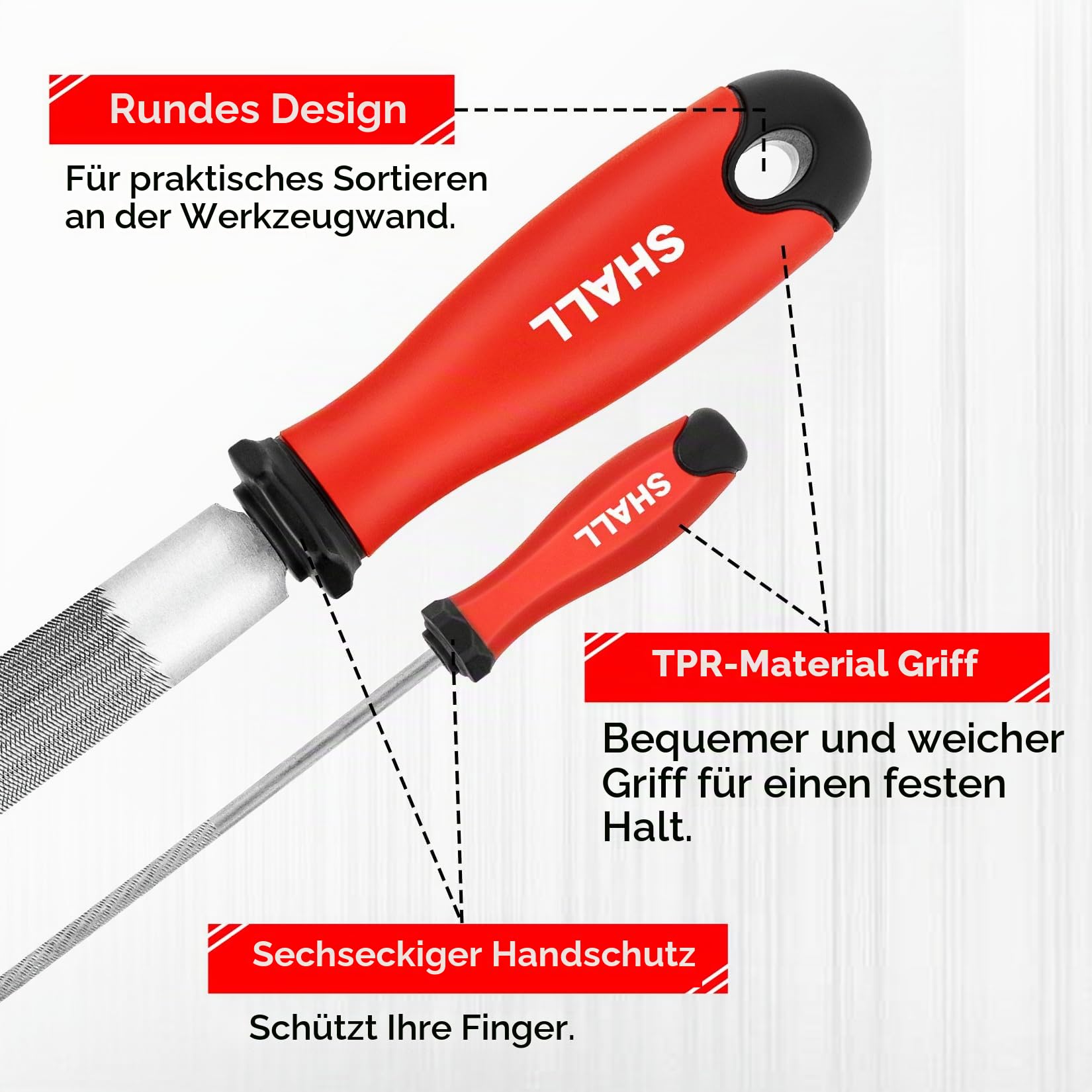 SHALL File Set Metal and Wood,für Metall, Holz und Kunststoff, 17-teiliges, mit hochwertige Aufbewahrungs box