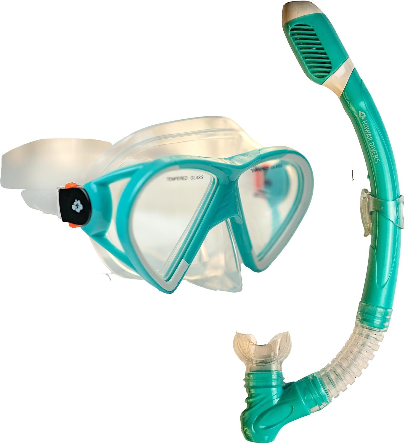 Hawaii Divers Leilani Adult Snorkel Combo - Snorkel and Mask with Dual-Window Tempered Glass, Quick-Release Buckle, Snorkeling Gear for Adults Set