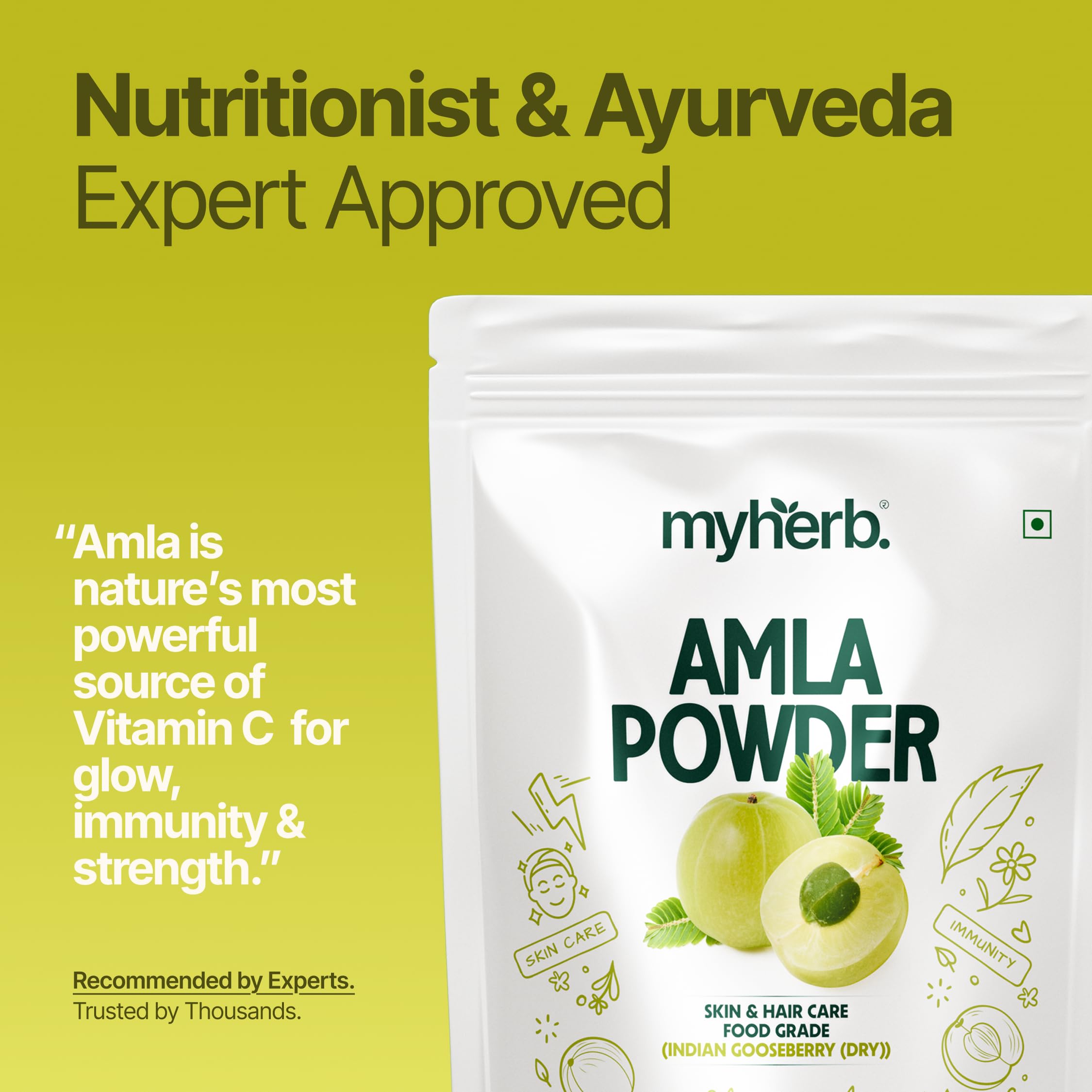 MYHERB 100% Natural Organic Amla Indian Gooseberry Powder (Dry), For Skin & Hair Care Food Grade, For Men & Women (227 Gm/0.5 Lbs) 1