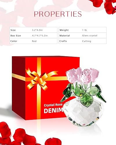 Miniatura 4 de DENIMOMO Figura de rosa de cristal adecuada para decoración de habitación flor de cristal para regalo de madre Navidad cumpleaños día de San Valentín