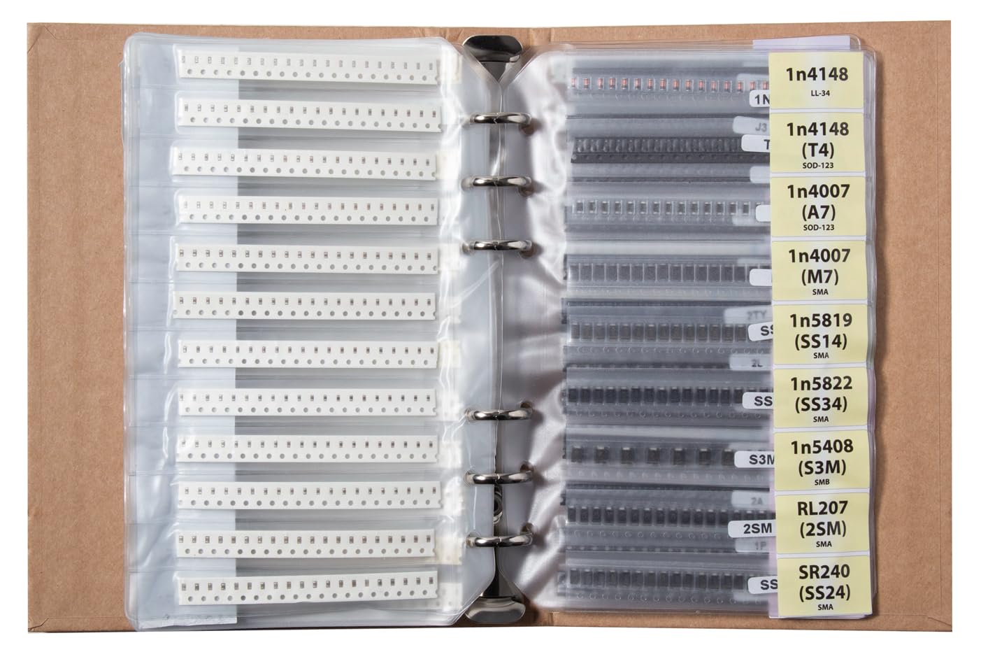 SMD 0603 Resistors, Capacitors, Transistors and Electronic Components Assortment Kit SMT Book - 5435 pcs