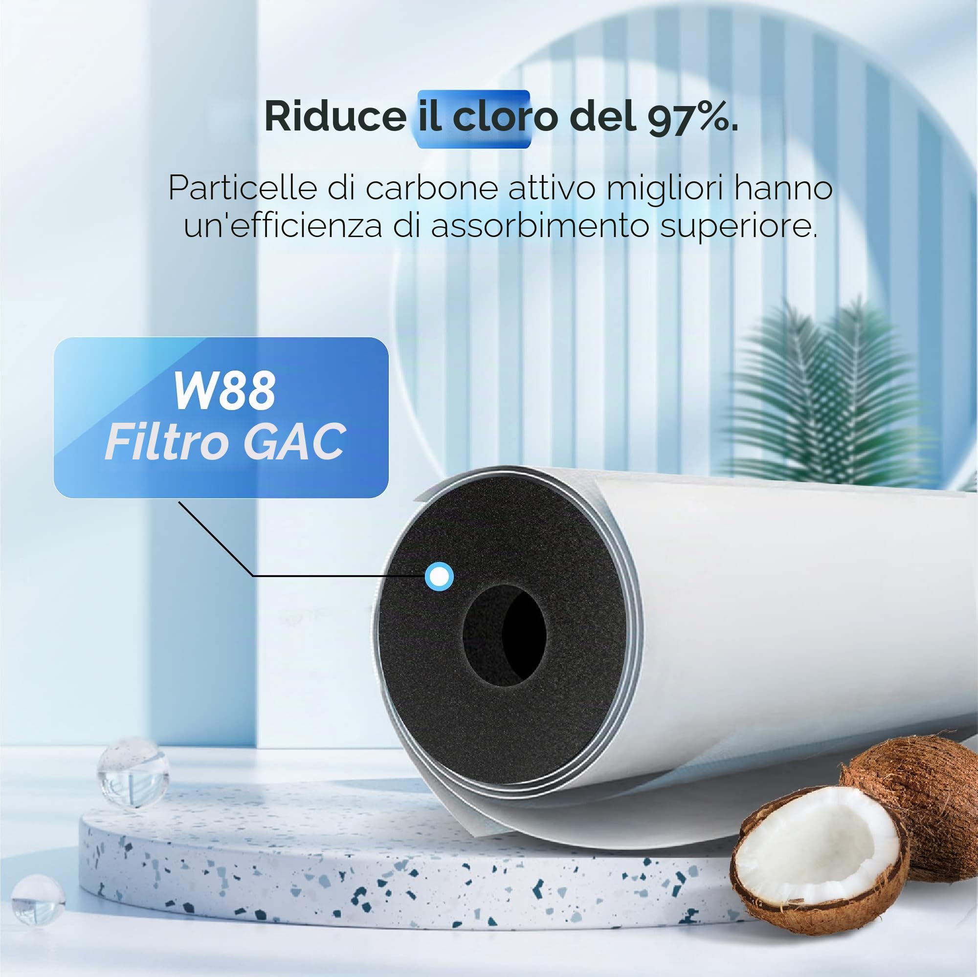 Waterdrop Sistema di Filtraggio dell'Acqua per Tutta la Casa, con Filtro a Carbone e a Sedimenti, Filtraggio a 5 Stadi, Riduzione di Piombo, Cloro, Odori e Sapori, 5 Micron WD-WHF21-PG