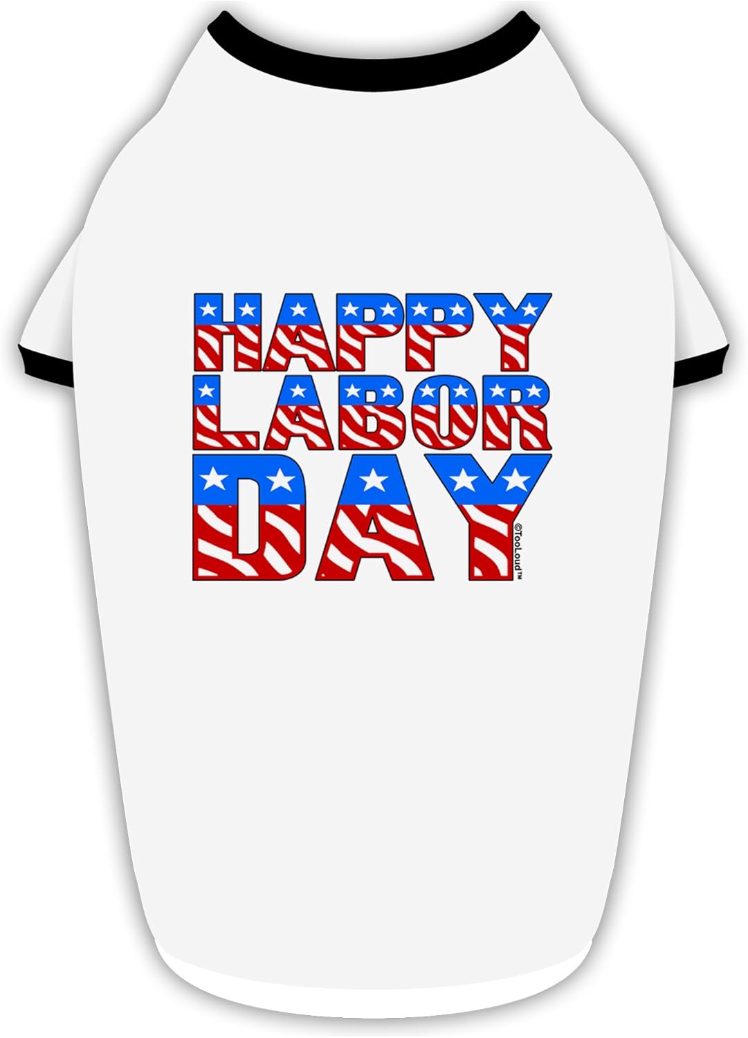 TOOLOUD Happy Labor Day ColorText Cotton Dog Shirt White with Black Medium