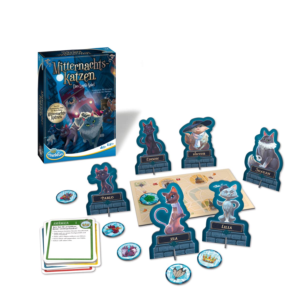 ThinkFun 76483 - Gatti di mezzanotte - Il gioco di logica per ragazzi e ragazze dagli 8 anni in su. Un gioco di deduzione nel fantastico mondo dei gatti di mezzanotte, verde