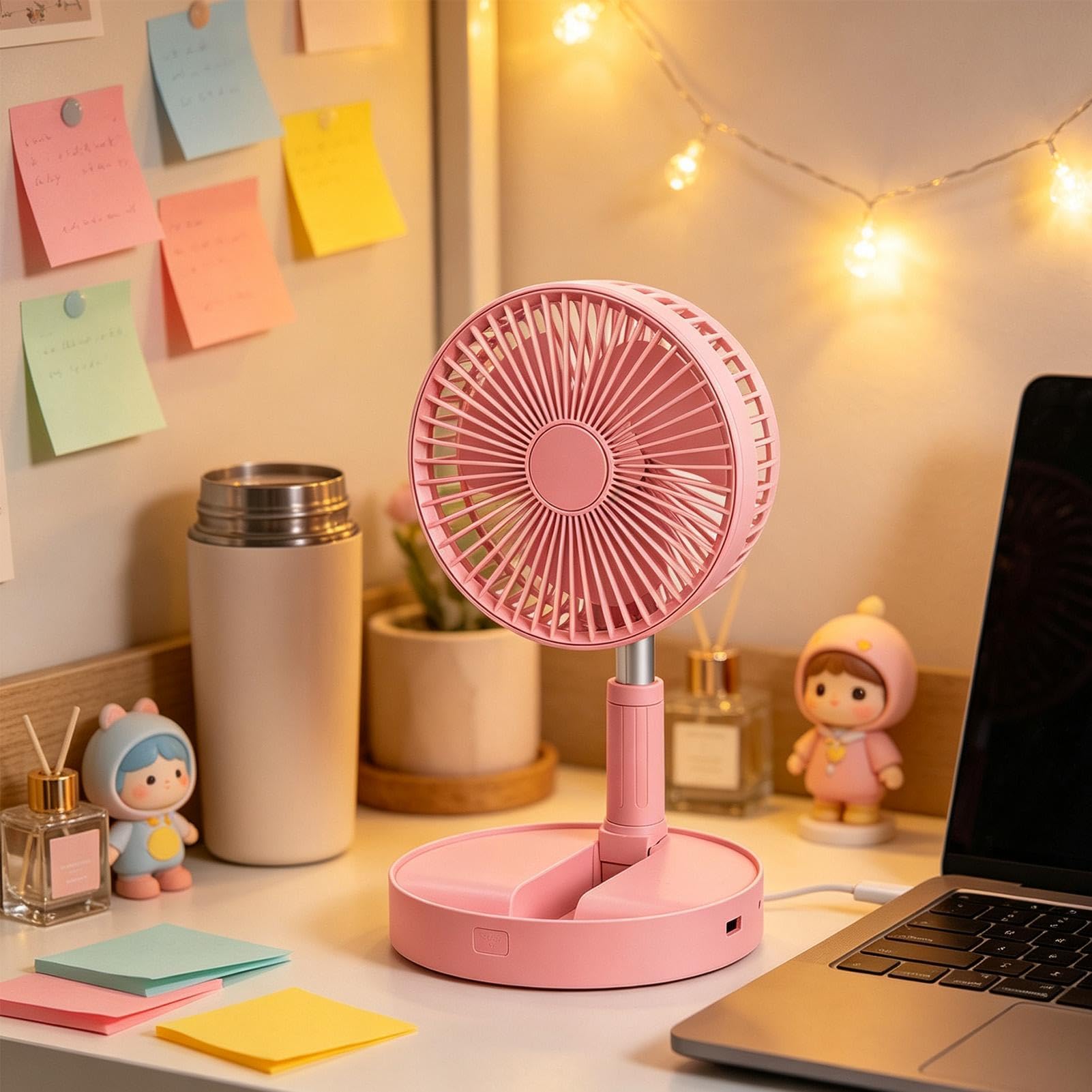 Ventilatore piantana portatile Soffiatore Oscillante Inclinabile A 185° | Ventilatore Silenzioso Pieghevole Da Tavolo E A Piantana per Casa Esterno Campeggio Viaggio Patio Dormitorio Tenda Officin