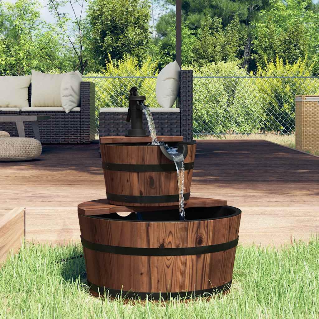Fontana da giardino con pompa, 44,5 x 44,5 x 58 cm, in legno di abete massiccio, cascata, per giardino, terrazza, balcone, decorazione
