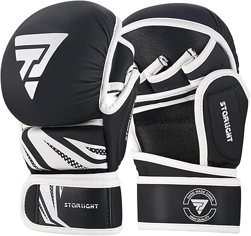 Guantes MMA para Sparring Grappling, guantes híbridos de palma abierta para artes marciales, soporte de muñeca de cuero Maya, lucha contra deportes