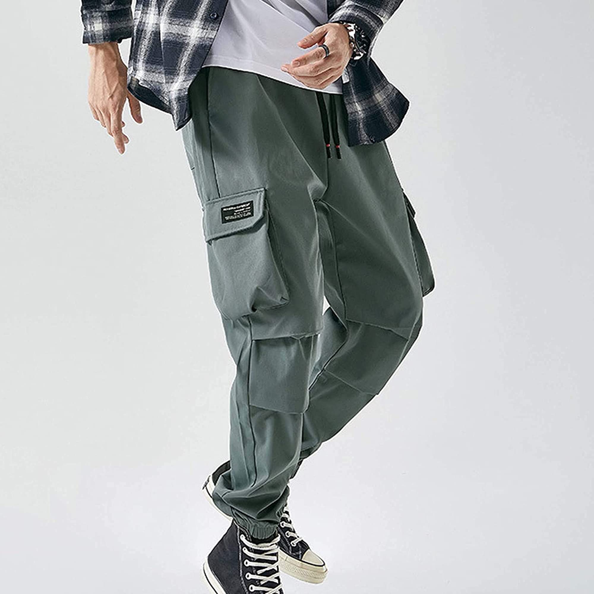 XYXIONGMAO Pantalones deportivos tácticos de hip hop para hombre, color negro, ropa de calle, hip hop, overoles verdes, pantalones cargo para hombre