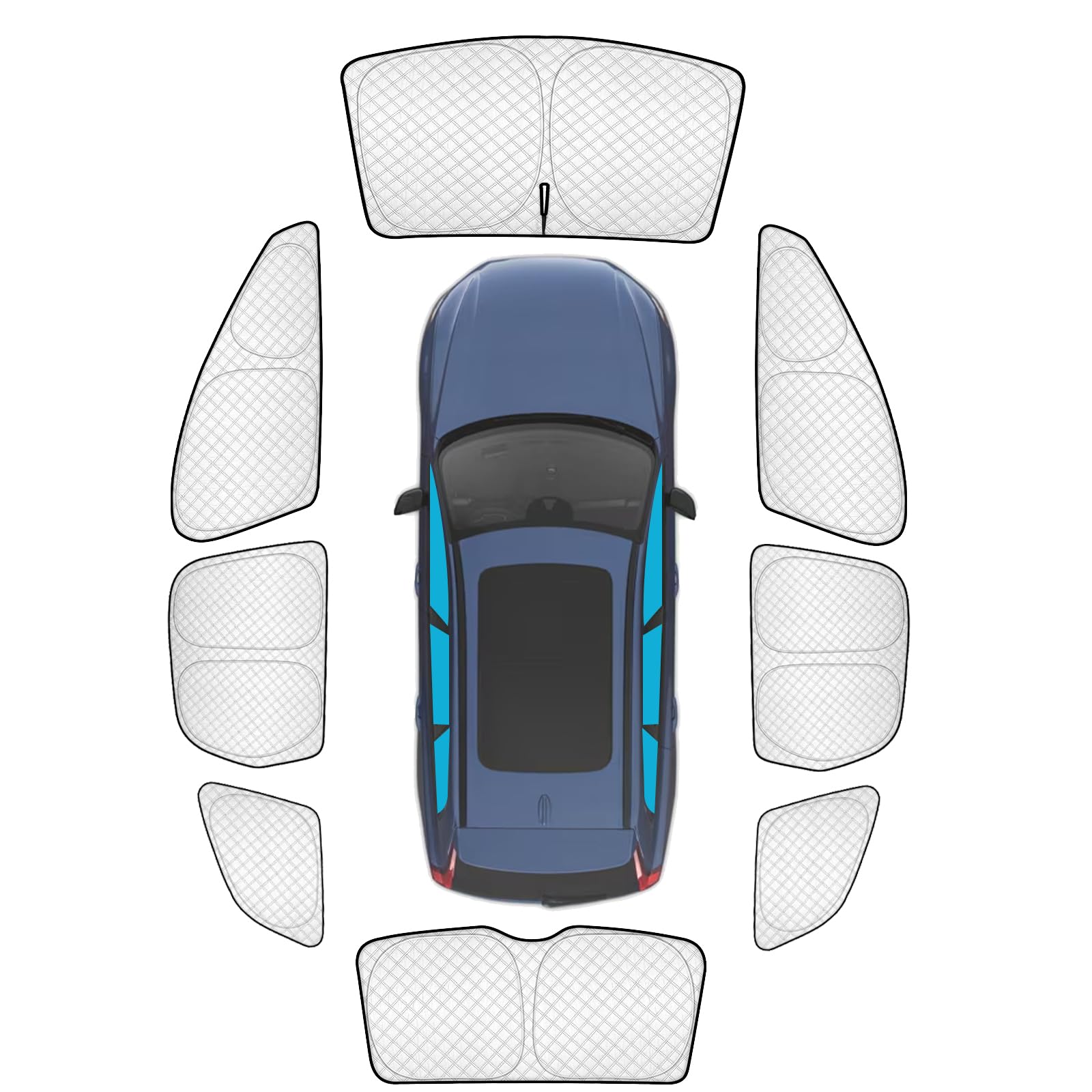 KMF 8pcs Thicken Full Window Sun Shades Custom Fit for Volvo XC60 2018-2025 Accessories, Privacy Car Window Covers Sunshade for Windshield Side Rear, UV Block and Blackout for Car Camping Outdoor