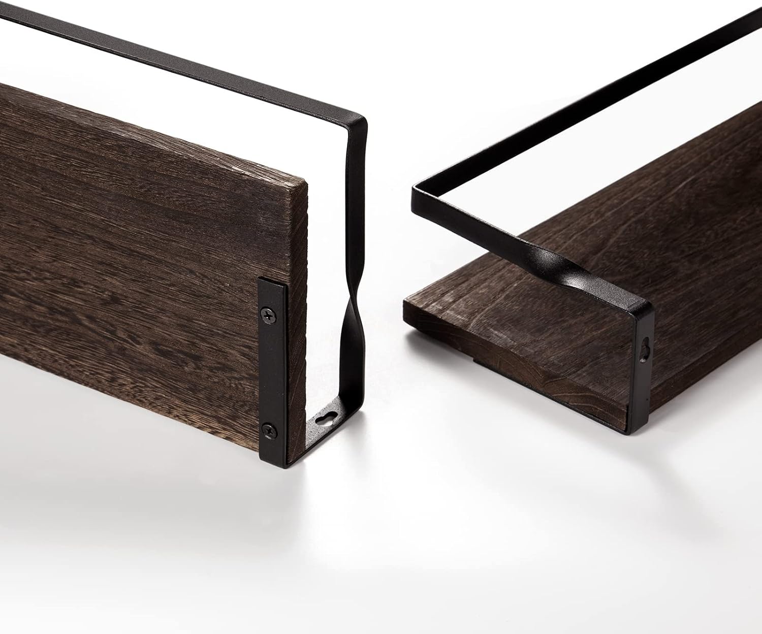 Uten Floating Shelves, Decorative Shelf Set of 2 Rustic Shelves with Rail, Wall Shelves for Bathroom Bedroom and Kitchen - Image 5