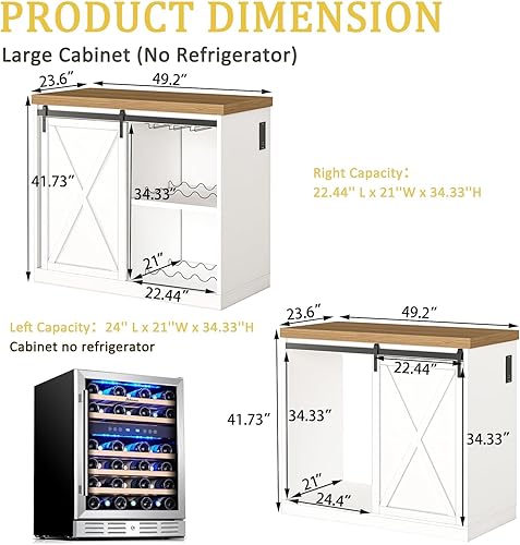 Miniatura 2 de Gabinete de barra de café con espacio para refrigerador, gabinete de vino de granja con estante, toma de corriente para cocina, comedor, sala de