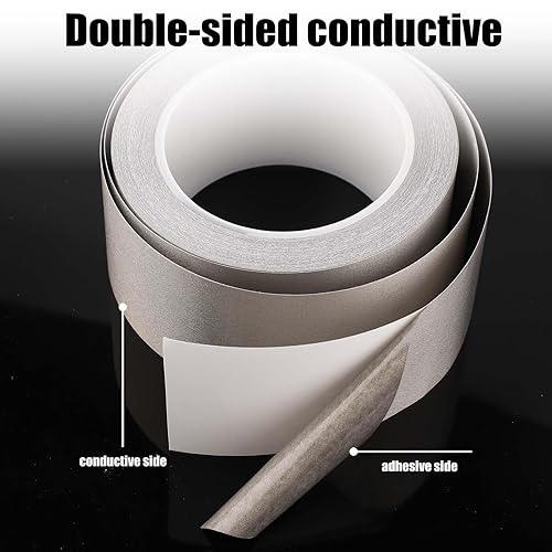 Miniatura 4 de Cinta adhesiva conductora de tela Faraday de 2 pulgadas x 65.6 pies, cinta adhesiva de doble cara para blindaje EMI, reparación eléctrica, bloqueo