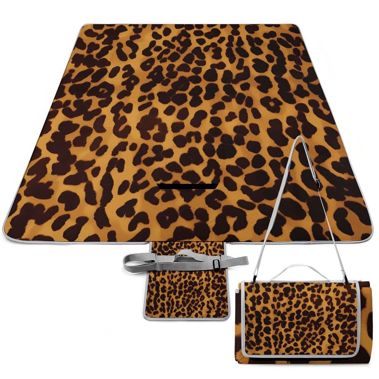 Couverture de pique-nique léopard 148x148 cm imperméable et pliable pour le parc