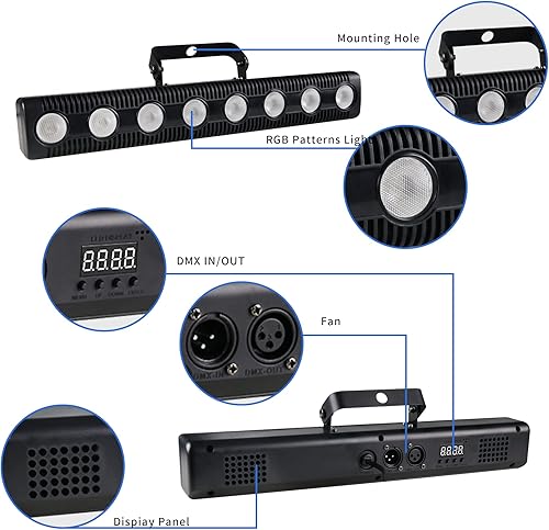 Miniatura 3 de Luz de lavadora de pared, luz RGB que cambia de color, iluminación hacia arriba, luces de fiesta DMX, barra de DJ 8 en 1, luces de escenario