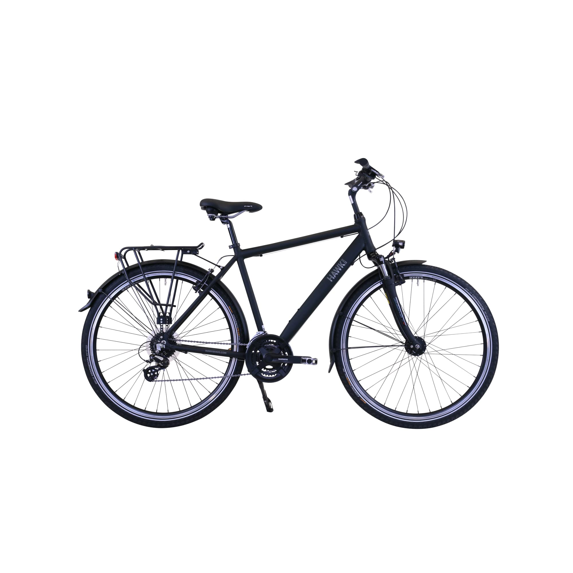 HAWK Trekking Gent Premium Fahrrad Herren I Tolles Trekkingrad mit Microshift 24 Gang Kettenschaltung & LED Beleuchtung I Allrounder I Schwarz