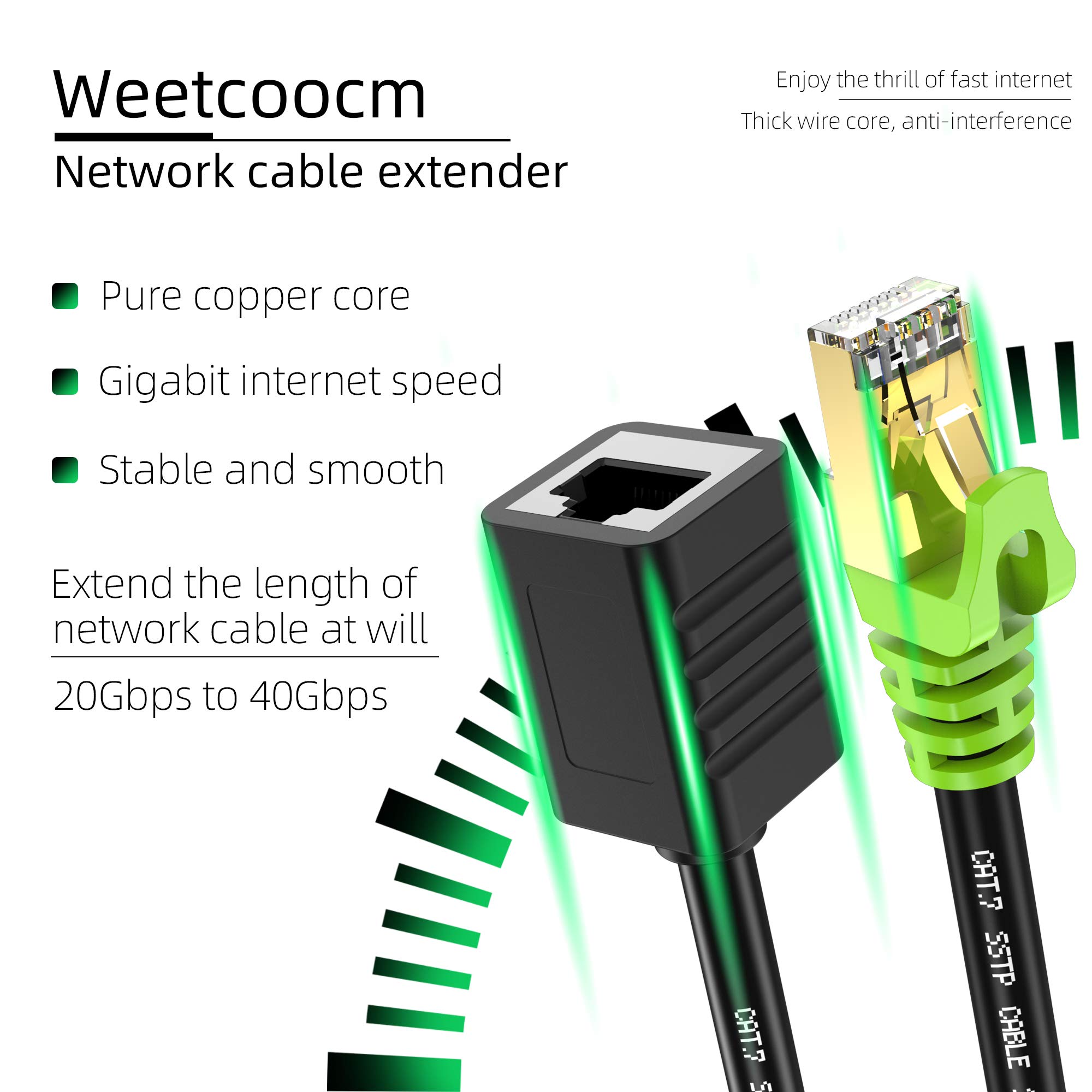 Câble d'extension Ethernet Cat6a de 30,5 m, câble d'extension de raccordement RJ45 blindé mâle vers femelle (30,5 m)