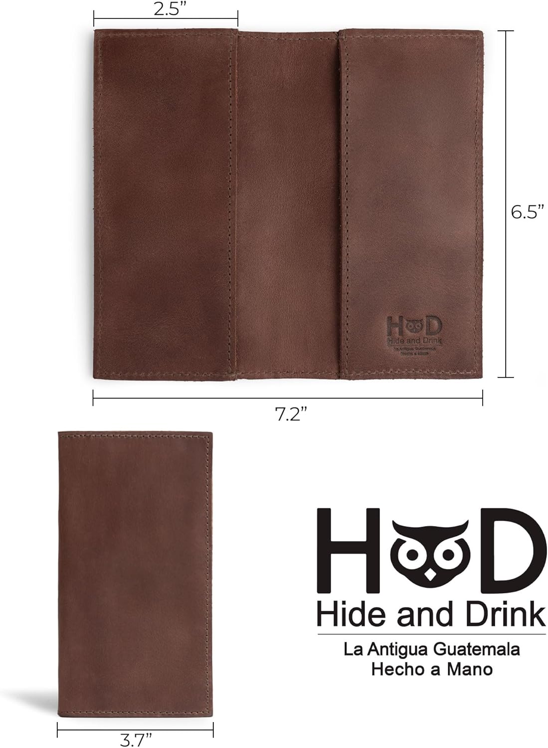 Hide & Drink, Checkbook Cover, Minimalist Organizer for Personal or Business Finances, Bill Holder, Full Grain Leather, Handmade, Bourbon Brown