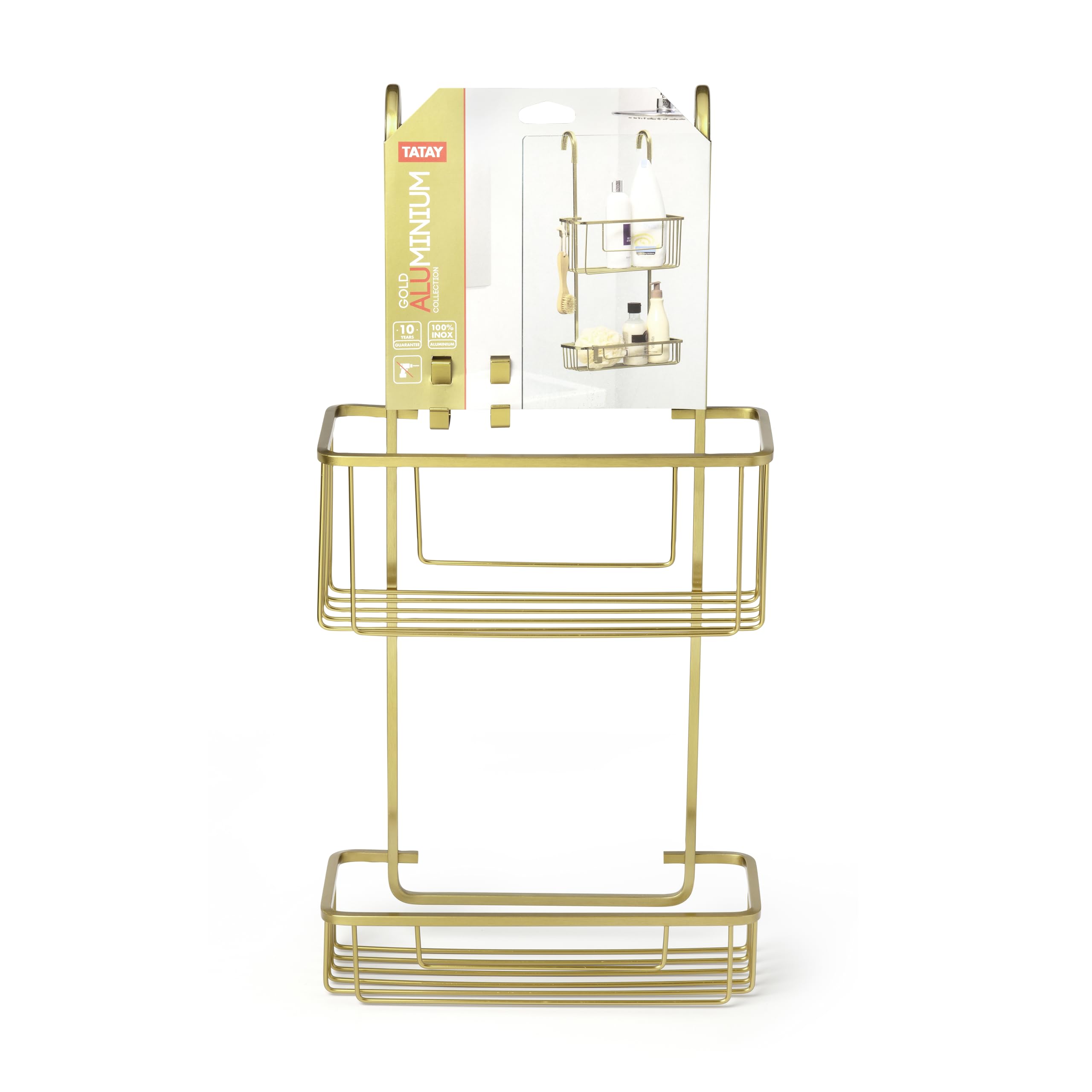 TATAY Mensola Doccia Design Moderno Funzionale 10 Anni di Garanzia | Mensola Doccia Bagno | Misure 28x15,5x56 cm | Resistente all'Umidità | 100% Inossidabile | Design Moderno | Portata Elevata