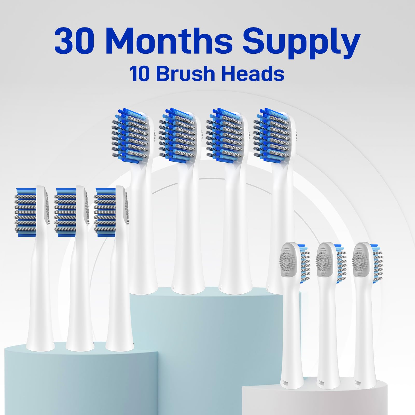Cabezales de repuesto para cepillo de dientes eléctrico Bitvae D2, paquete de 10, color blanco