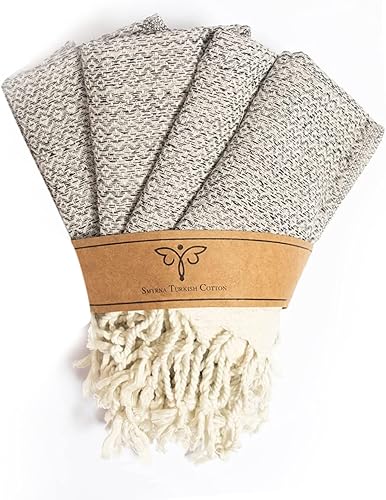 SMYRNA TURKISH COTTON Juego de 4 paños de cocina de la serie Herringbone, 100% algodón, de 15 x 26 pulgadas, lavables a máquina, suaves,