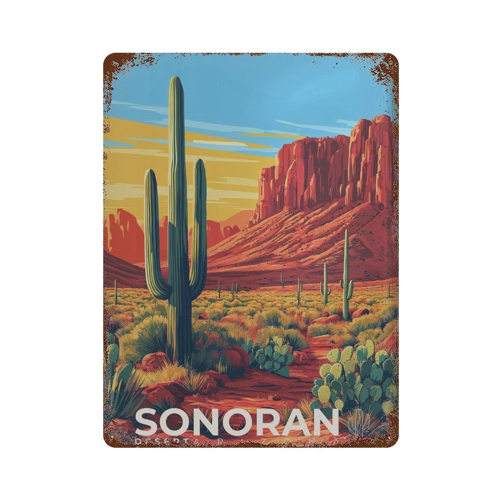 xiaoxiaoshen Sonoran Desert Travel Southwest Wall Decor Art Metal Tin Poster Modern Home Decor Art Home Bar Shop Decorations Vintage Sign 40x30cm