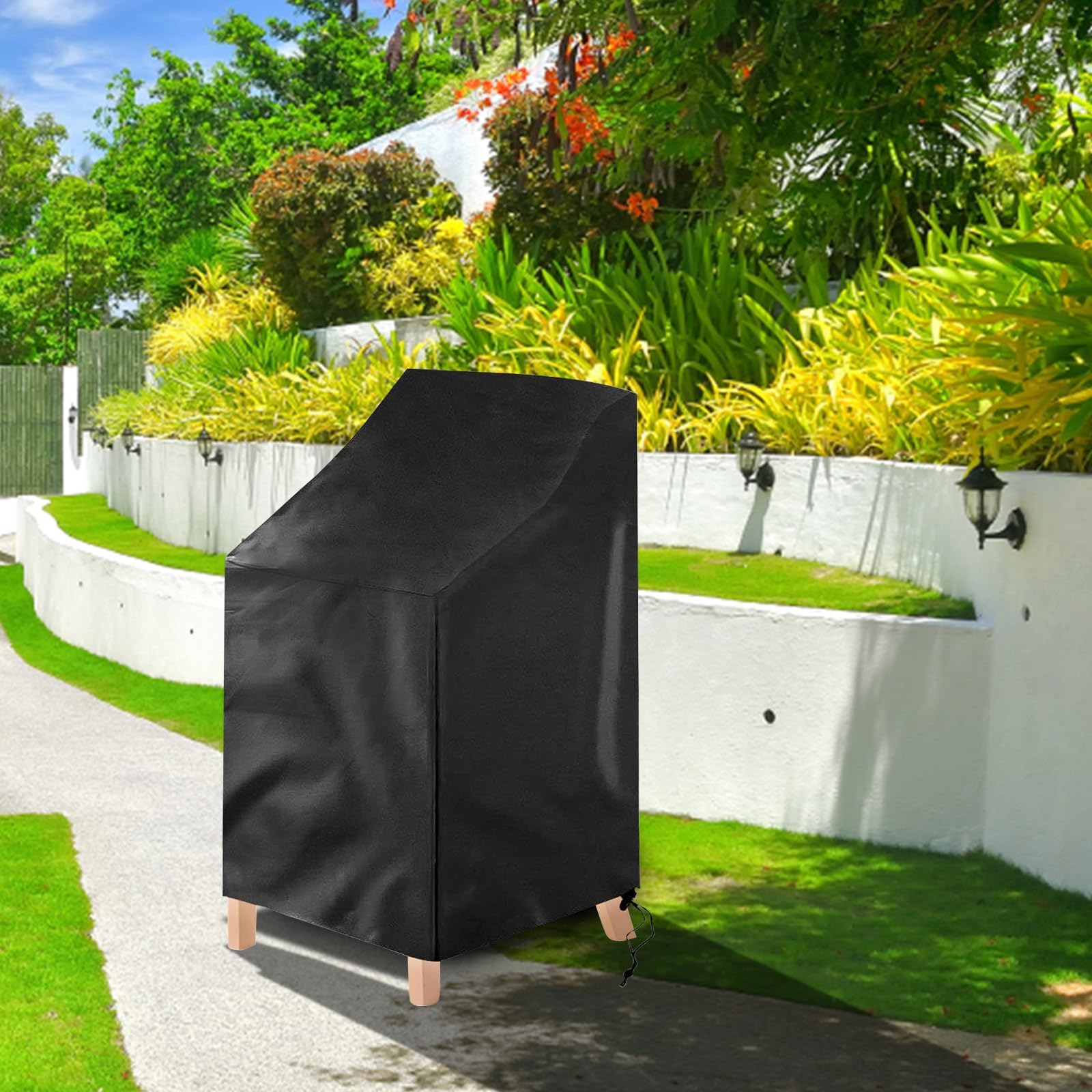 Housse Chaise Jardin, Oxford Housse De Protection pour Chaises ImperméAble, Coupe-Vent, Anti-UV Housses Fauteuil Jardin - 64x64x70/120 cm