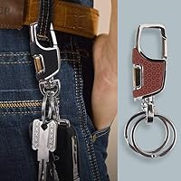 Vista 2 de homEdge Llavero resistente, paquete de 2 llaveros de automóvil con 2 llaveros de metal, mosquetón, negro y marrón