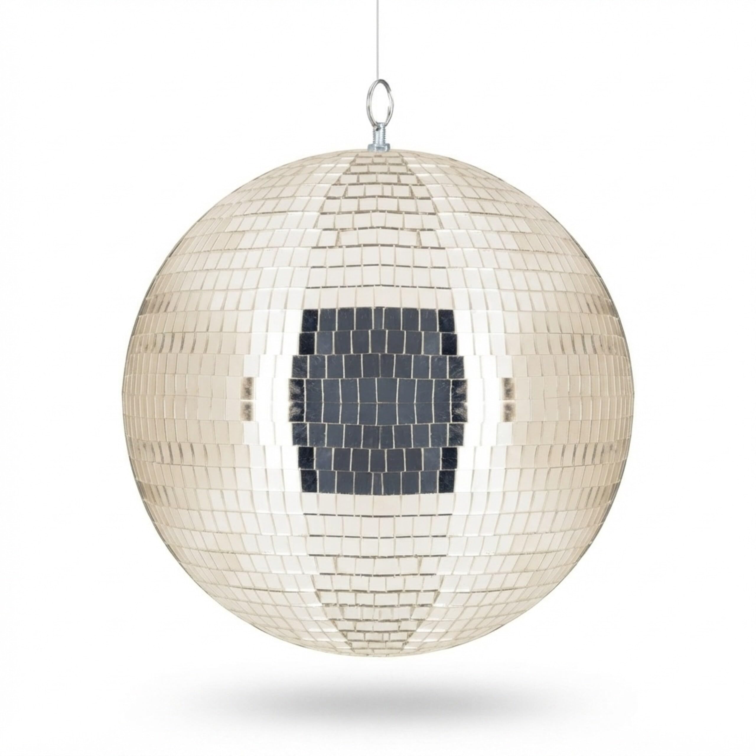 Relaxdays Boule disco, Ø 30 cm, boule déco à suspendre avec œillet métal, boule de fête, champagne