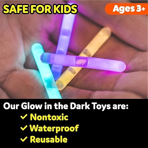 Miniatura 7 de PartySticks Paquete de 200 mini palitos brillantes que brillan en la oscuridad, pequeños, para huevos de Pascua, 5 colores, palos de luz de neón,