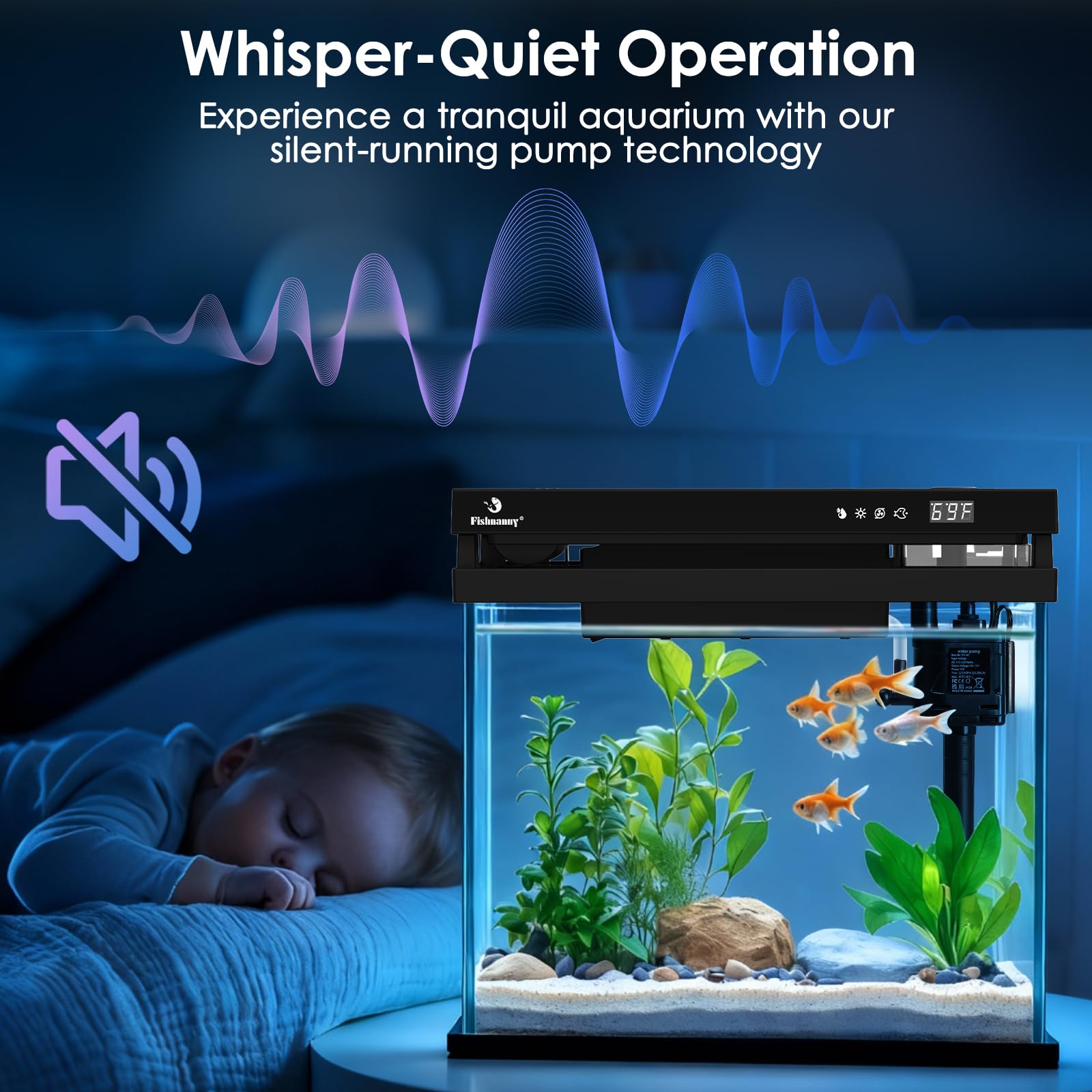 Mini acuario inteligente de 9 L, kit de pecera de vidrio HD con alimentador automático, bomba de filtro silenciosa autolimpiable, aromaterapia, visualización de temperatura y luces de 7
