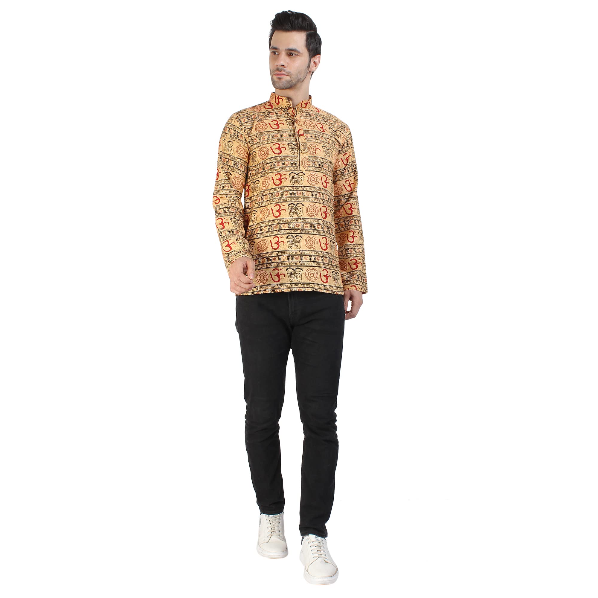 Men's Full Sleeve Om Printed Kurta - Pure Cotton Ethnic Wear for a Stylish Look-picture-35