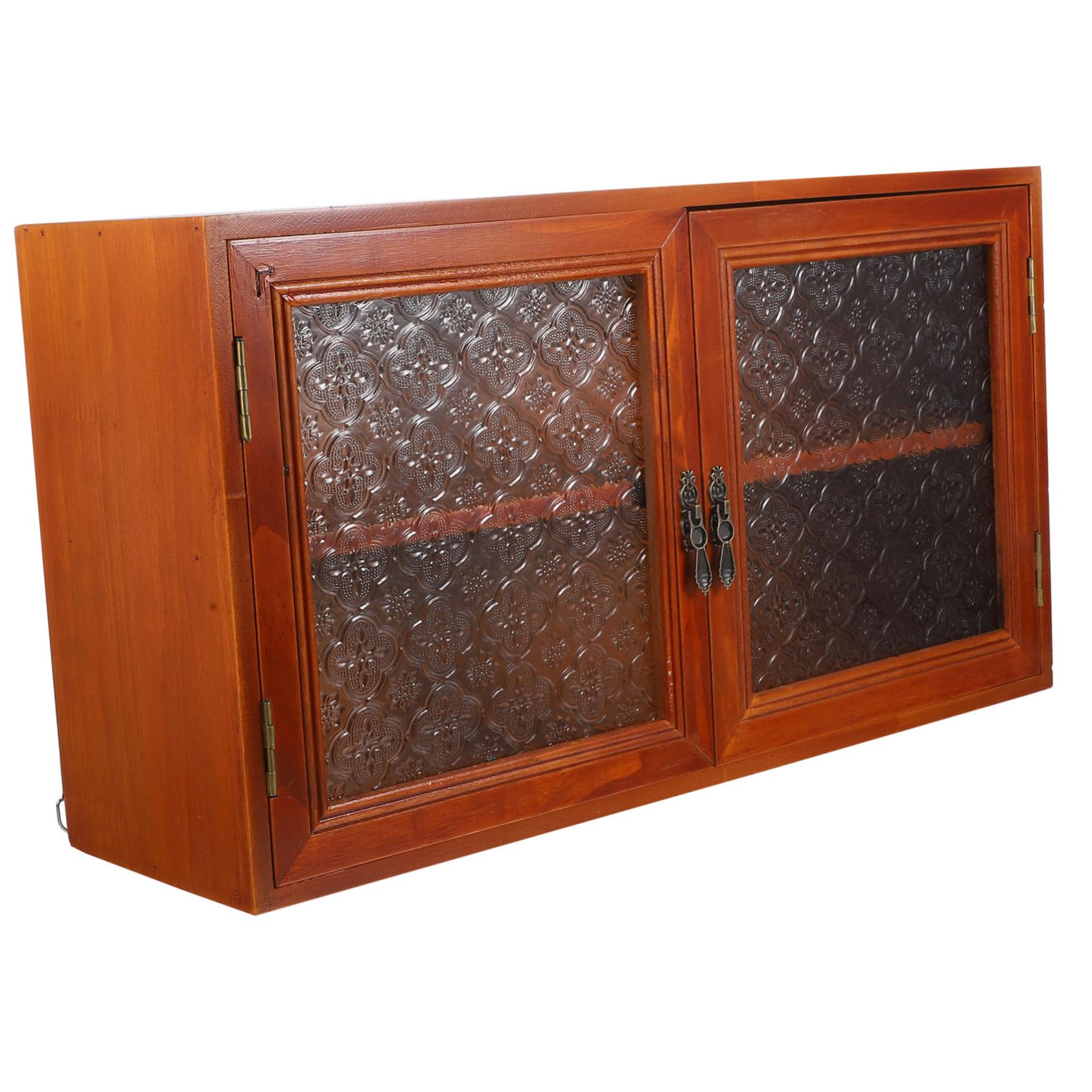 Organizador de escritorio de madera vintage con estantes y armario de vidrio para oficina