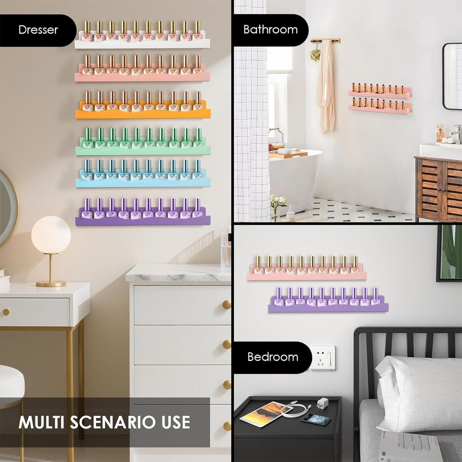 Nagellack Ständer Acryl Wandmontage | Wandmontage Nagellack Organizer Halter Für Zuhause Schlafzimmer Kinderzimmer Studentenwohnheim Wohnung Friseursalons