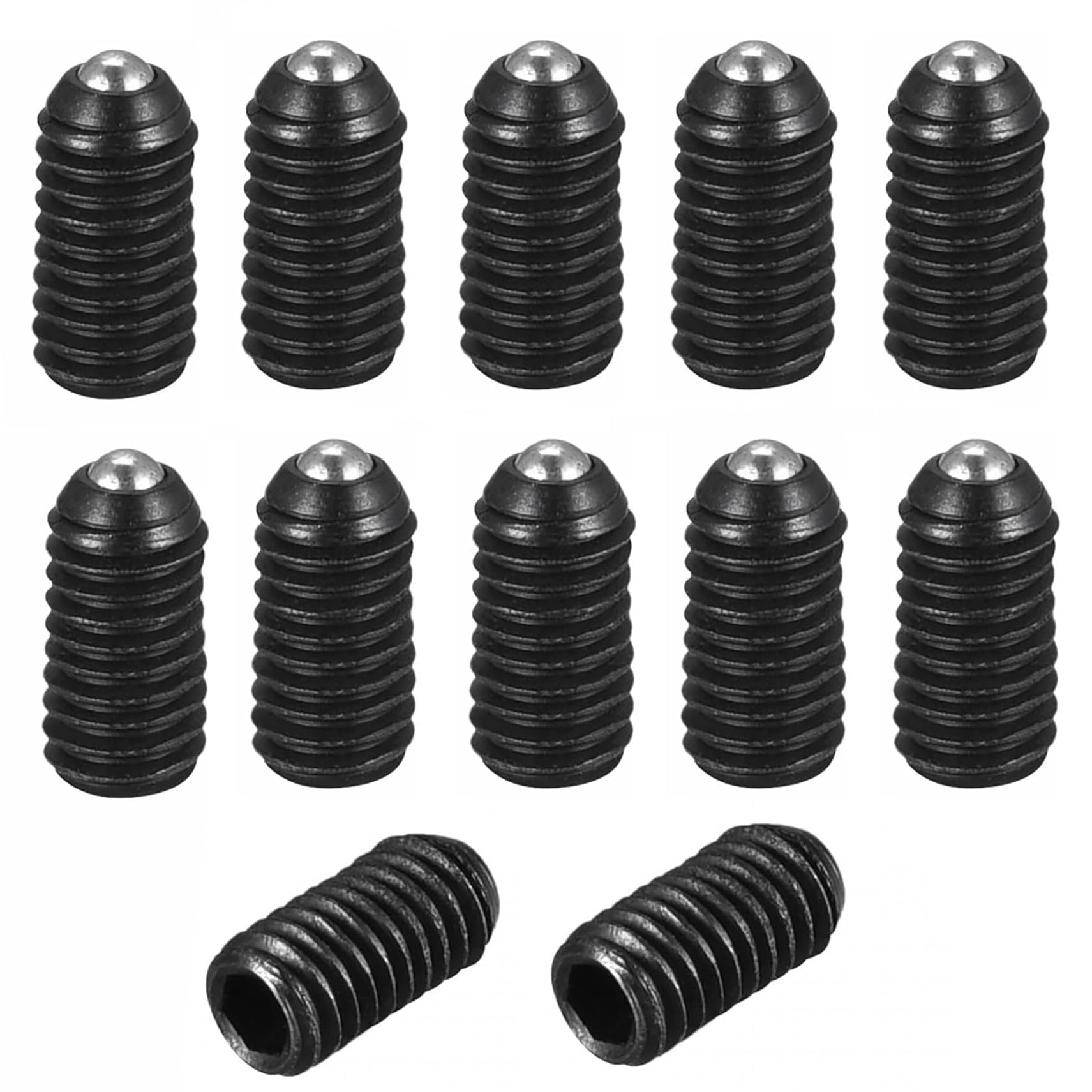 M3*6 Socket Set Screw, Carbon Steel Hex Socket Spring Ball Point Grub Screws, Allen Socket Drive Spring Ball Plunger Screw (Black），12PCS — image 1