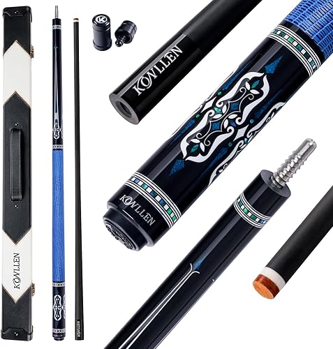 KONLLEN Carbon Fiber Pool Cue 2.0, 58-inch Low Deflection Billiard Stick for Adults with 12.5mm Tip and Pro Taper