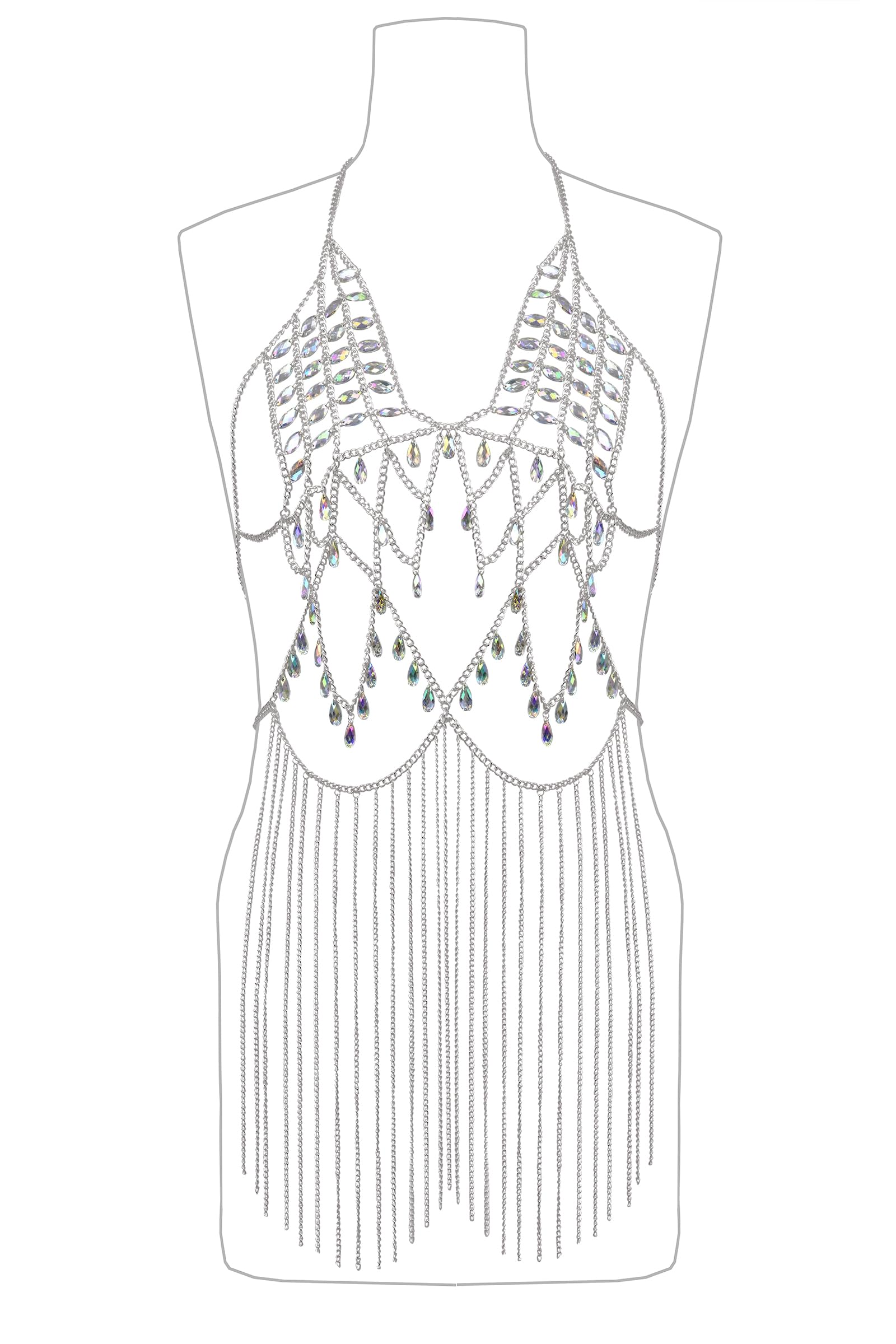 Connie Cloris Womens Sexy Body Chains Suit Two Piece Bikini Beach Body Jewelry