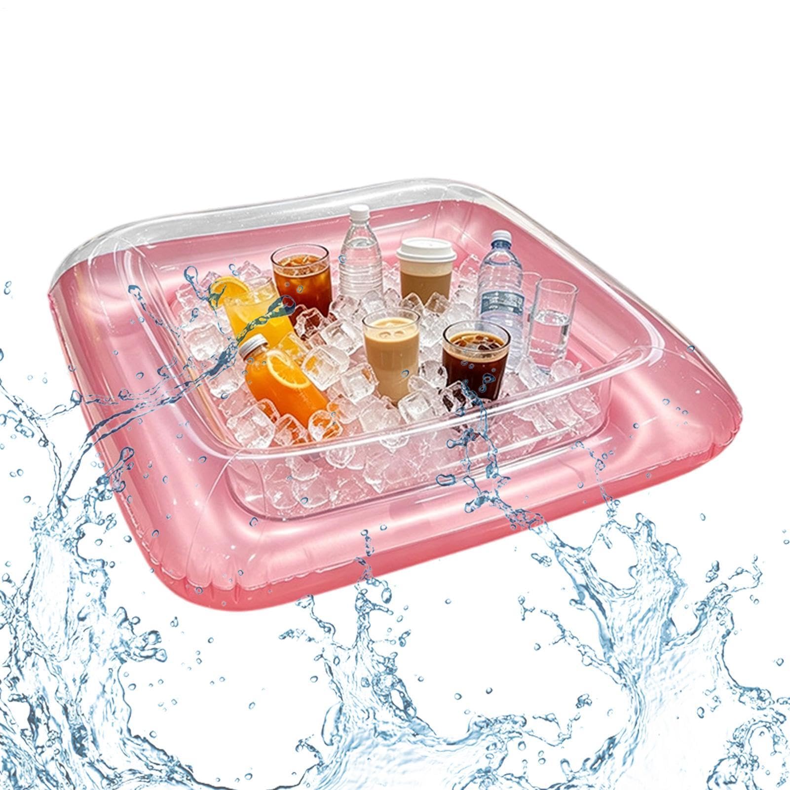 Bar Inflable Servicio Hielo | Bandeja Cuadrada Grande Flotante Portátil Engrosada Con Tapón De Descarga,Mesa Inflable Refrigerante,Para Piscina Jardín Verano Cerveza Bebidas Snack Picnic S
