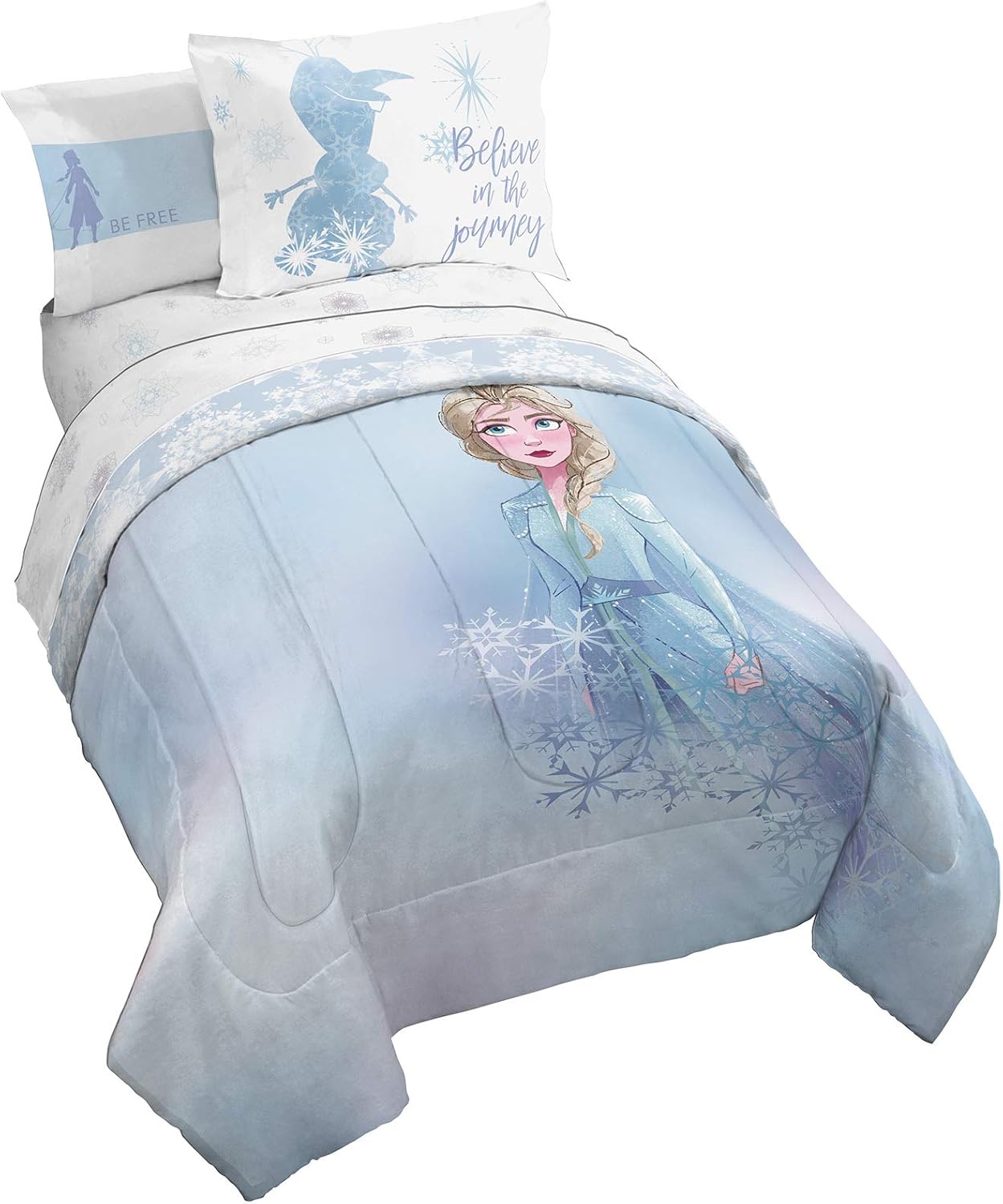 Jay Franco Disney Frozen 2 Elsa 7 Piece Queen Bed in a Bag - Includes Reversible Comforter & Sheet Set - Super Soft Fade Resistant Microfiber, Machine Washable (Official Disney Product)