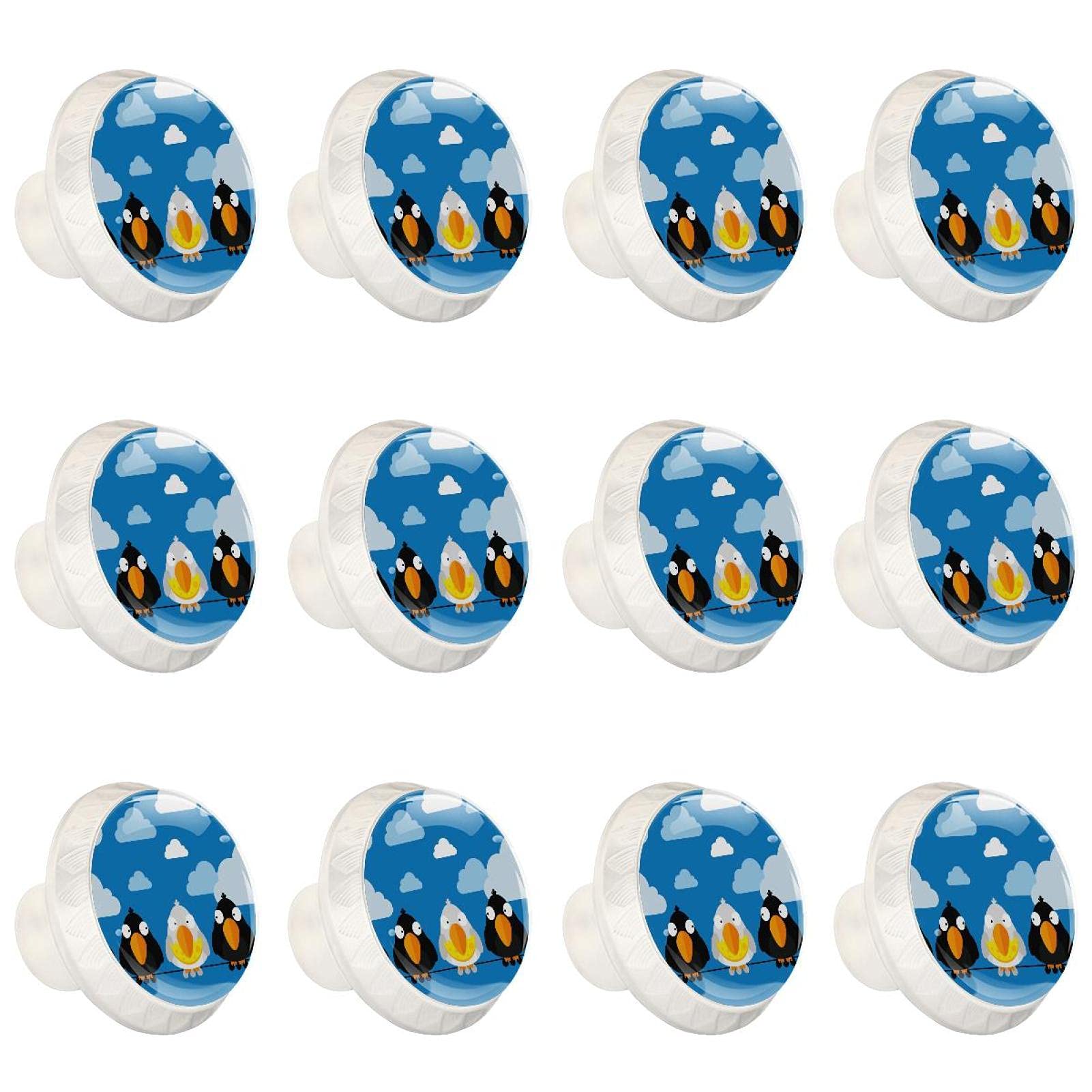 Boutons de cuisine ronds oiseau bleu poignées de placard vintage