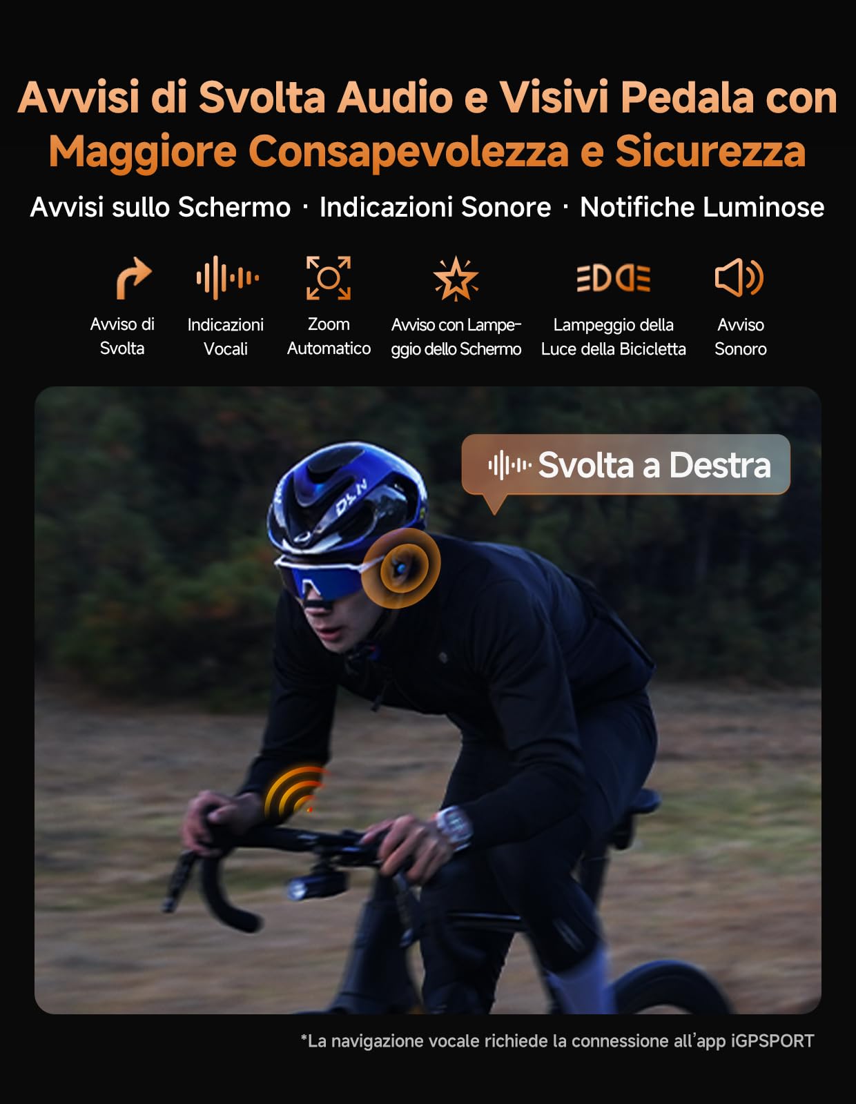 iGPSPORT BiNavi Air Ciclocomputer GPS,Previsione Delle Svolte di Sicurezza, Navigazione Cartografica, Display Touchscreen HD da 3 Pollici, iClimb 3.0, Autonomia Fino a 30 Ore,IPX7