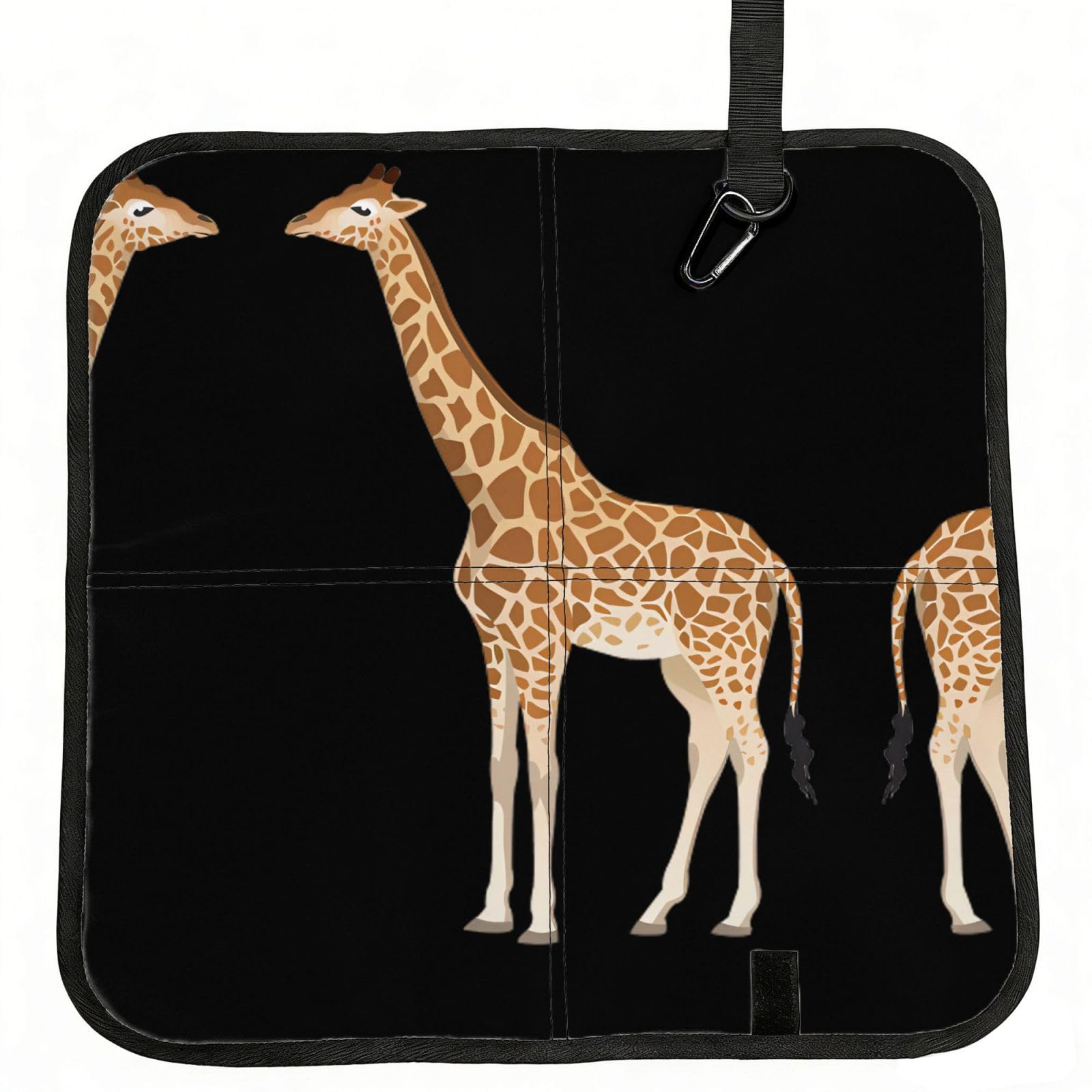 WBQLSL Spotted giraffe Foldable Seat Cushion - Portable Stadium Pad with Carabiner for Camping Hiking Picnic Beach