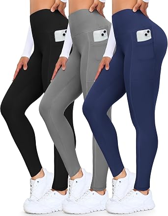 3 Pack Leggings for Women, High Waisted Tummy Control No See-Through Yoga Pants for Workout Running