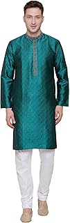 Men's Kurta Pajama Poly Silk India Wedding Party Wear Apparel Guest Outfit