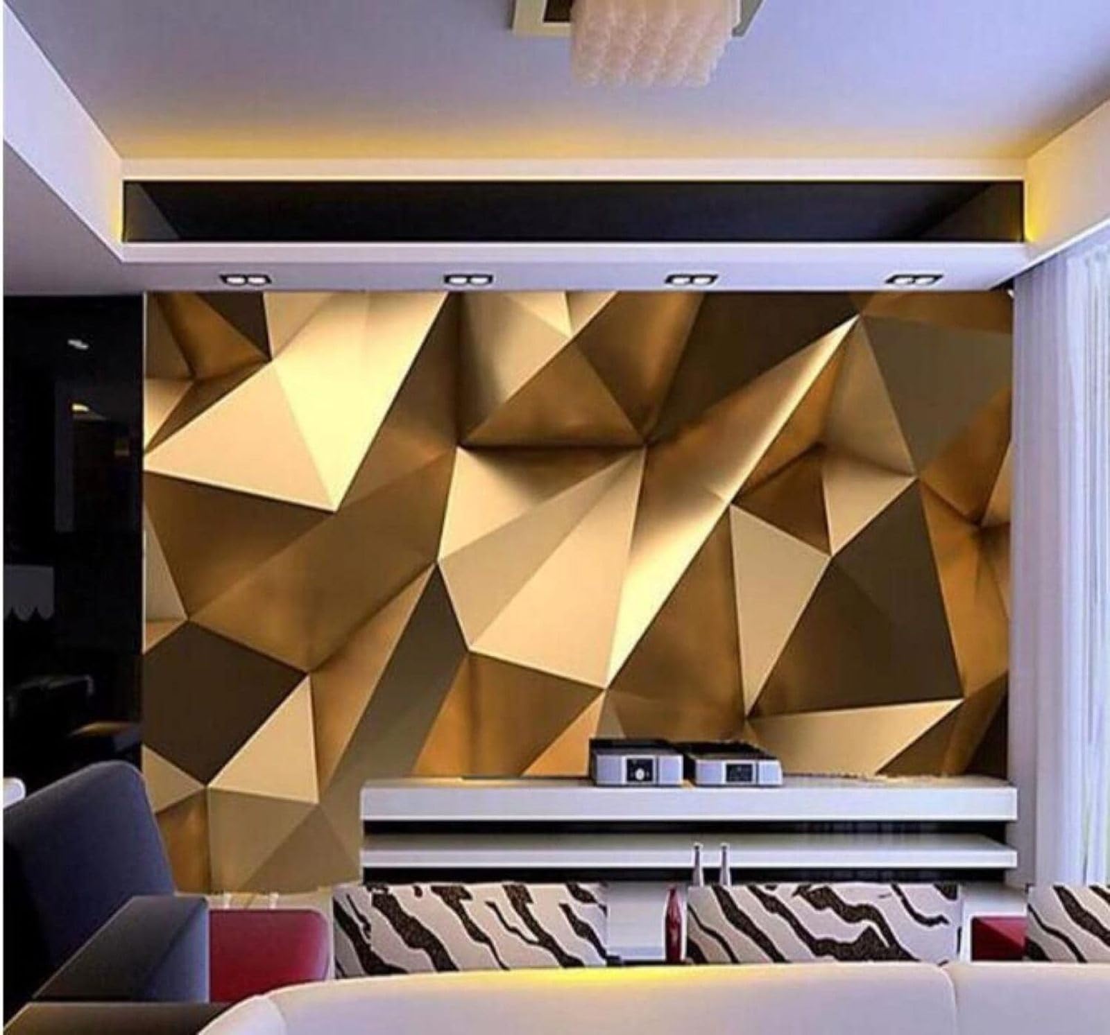 XLMING Three Dimensional Unique Gold Minimalist Geometric 3D Wallpaper Luxury Home Dining Decor Paste Sofa Living Room The Wall for Bedroom Mural-300cm×210cm