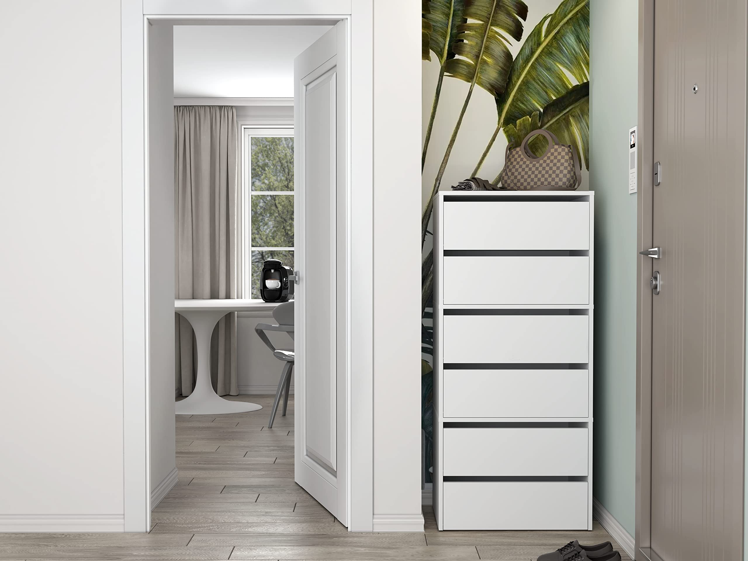 CDF Armoire à Chaussures Modo Blanc Rangement Chaussures Moderne